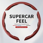 Universal Steering Wheel Cover,Carbon Fiber,3pcs Set(red) | Clip-On Segmented Fit;Carbon Fiber Look;Fits Most 14-16 in Round or D-Shaped Wheels;Easy Wipe Clean;Non Slip;4 Colors