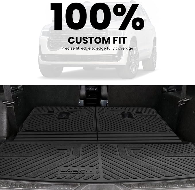 Trunk Mat with Backrest Mat for GMC Acadia 2017-2023, All Weather TPE Custom Fit Cargo Mat Trunk Liner with Backrest Mat, Black