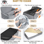 Dog Car Seat for Large Medium Sized Dogs Under 55 lbs, Dog Booster Seat for 2 Small Dogs with Detachable Washable Cover, Memory Foam Pet Car Seat with 2 Safety Belts and Storage Pockets