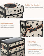 Car Trash Can with Lid, Leakproof Car Trash Bag Hanging Waterproof Automotive Garbage Can with Storage Pockets Mini Vehicle Trash Bin for Back/Front Seat(Black Flower,2.5 Gallon)