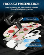 Purse Holder for Car, 2 Pack Heavy Duty Purse Hanger for Car, PU Leather Car Seat Hooks for Purses and Bags, Cute Strawberry Headrest Organizer for Handbags & Backpacks
