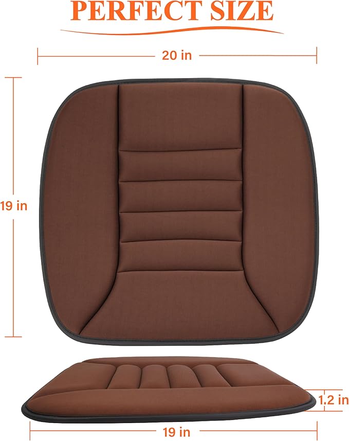 Car Seat Cushion with 1.2inch Comfort Memory Foam, Seat Cushion for Car and Office Chair (Brown)