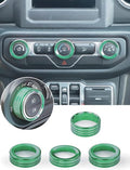 HVAC Climate Control Panel Knob Trim Kit & Light Control Switch Cover, Air Conditioner Knob Aluminum Alloy Ring for 2018-2024 Jeep Wrangler JL JLU & Gladiator JT, Interior Accessories, Green