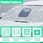 Car Windshield Cover for Ice and Snow, 72.83"×38.58" Weatherproof Car Window Protector with Elastic Straps, Universal Automotive Frost Guard Accessories for Cars/SUVs/Trucks (Silver)