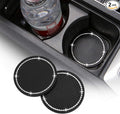 2 Pack Bling Car Cup Holder Insert Coasters, 2.75 Inch Soft Crystal Rhinestone Rubber Pad Set Round Auto Drink Coaster Car Interior Accessories (Black)