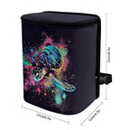 Paint Splatter Turtle Print Car Trash Can with Lid, Leak Proof Auto Trash Bag Hanging Vehicle Garbage Can Multipurpose Storage Container for Back Seat Road Trip