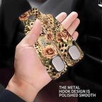 Car Seat Headrest Hook, Universal Leather Cute Hanger Holder Hook, Storage Organizer Interior Accessories for Purse Bags Handbag Luxury Leopard Rose