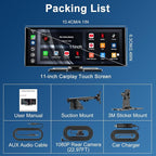 Upgraded 11" CarPlay Screen for Car, Built-in Net-Flix/YouTube/TikTok and Other Apps (No Mirroring Needed), Wireless Car Stereo for Apple Carplay & Android Auto with HD Backup Camera,OTA Updates