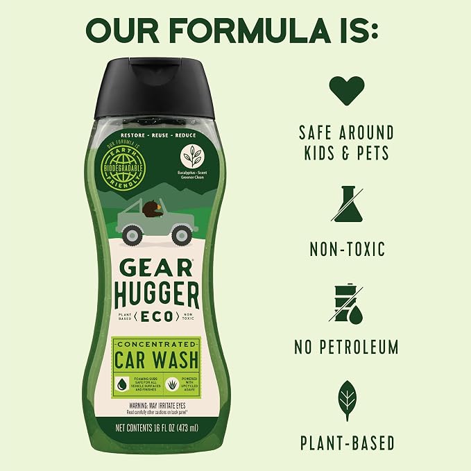 Car Wash Soap (16 oz, Pack of 1) – Eco-Friendly Car Cleaner, Biodegradable Car Wash with Natural Saponins & Eucalyptus – Safe Car Soap for All Vehicle Surfaces