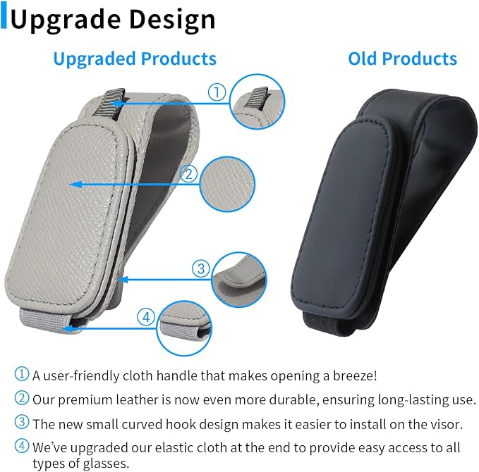 2 Packs Magnetic Sunglass Holder for Car Visor (4Pcs Grey) | Magnetic Interior Car Accessories