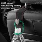 2PCS Car Seat Headrest Hook, Suede Leather Heart Hanger, Black | 1.77x6.42 Inch, Universal fit, most Sedans/SUVs/Trucks, alloy core, half-open mount, interior accessories