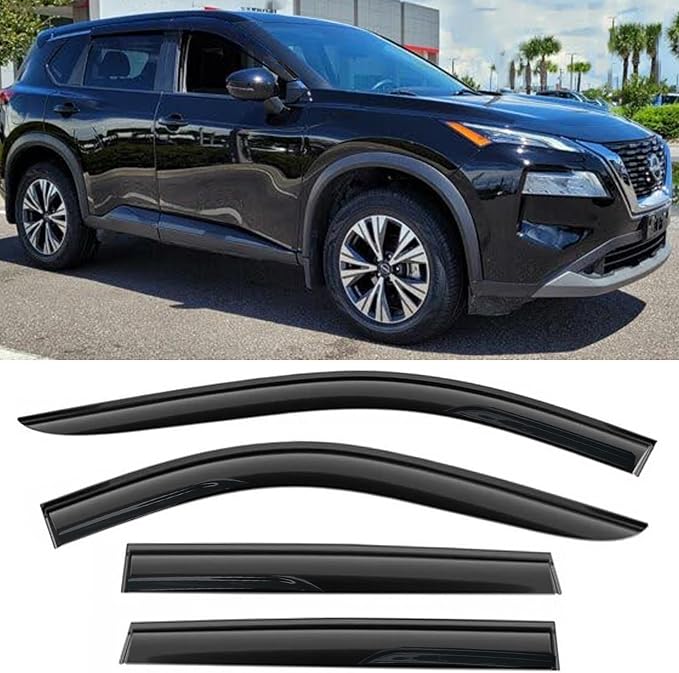 Window Visors rain Guards Rain Guards Vent Deflectors for 2021 2022 2023 2024 2025 Nissan Rogue Front & Rear Side Window Vent Car Sun Shades Smoke