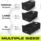 Car Trunk Organizer, Collapsible Two Compartment Organizer, Foldable SUV & Truck Storage for Car Accessories for Women Men, Non Slip Bottom, Sturdy Side Walls, Strong Handles, 75L