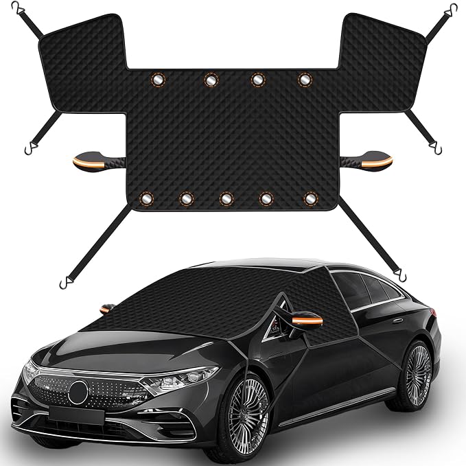 Car Windshield Snow Ice Cover with Side Mirror Covers, Windshield Snow Ice Cover with Magnetic Edges Used for Snow Protection, Rain and Sun, Fits for Most Cars, SUV(61"x47")