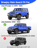 in-Channel Window Rain Guards Fit for 2018-2026 Jeep Wrangler JL & 2020-2026 Jeep Gladiator, Window Visors Window Deflectors Vent Visors Vent Shades Car Accessories -4 pcs
