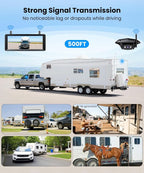 RV Backup Camera Wireless Plug and Play Compatible with Most RV | IR Night Vision, HD 1080P 7.2'' DVR 3-Channels, Stable Signal & Wide Angle Rear View Camera for Trailer Camper Motorhome