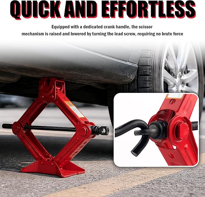 1.5 Ton Car Scissor Jack,3.93"-13.18" Adjustable Low Profile Car Jack with Handle & Reinforced Screw,Heavy Duty Scissor Jacks for Cars as Emergency Repair Tool for Tire Change