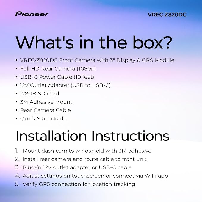 VREC-Z820DC Dual Dash Cam Front and Rear Car Camera - Premium 4K Camera, AI-ISP Starvis Night Vision, 139 Degree Wide Lens, ADAS Safety Alerts, Built in GPS, Impact Detection, 24/7 Coverage