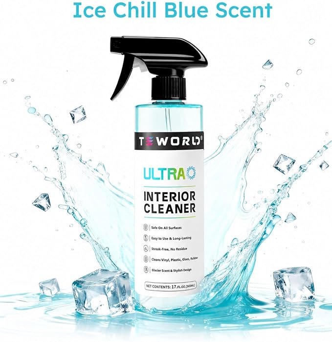 Tesla Seat Cleaner & Stain Remover, Tesla Interior Cleaner for White & Black Vegan Leather | Tesla Model Y Juniper Accessories 2026 & Tesla Model 3 Accessories, S/X/Cybertruck (Ice Blue)