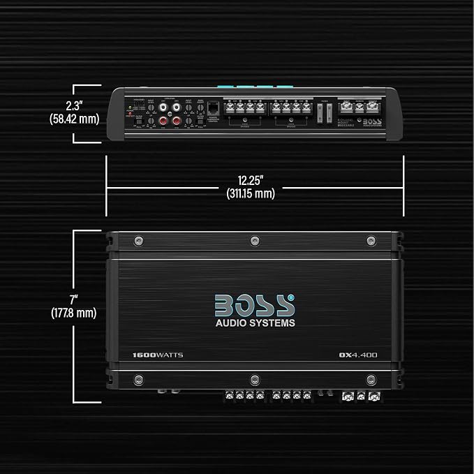 OX4.400 4 Channel Class A/B Car Amplifier – 1600 High Output, Low/High Level Inputs, Low Pass Crossover, Add Bass to Your Subwoofer