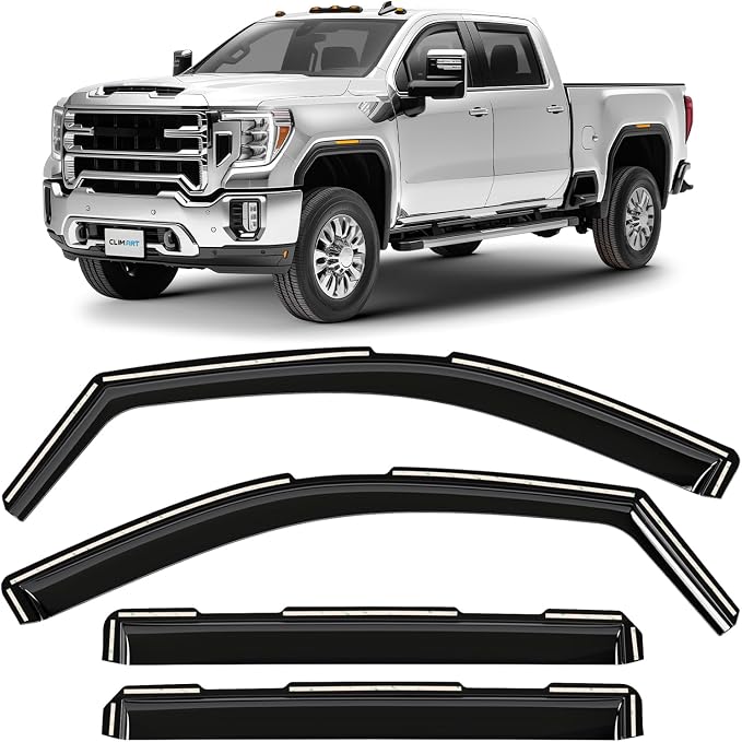 in-Channel Incredibly Durable Rain Guards for GMC Sierra 2500HD/3500HD 2020-2026 Crew Cab, Original Window Deflectors, Vent Window Visors, Vent Deflector, 4 pcs. - 620265