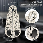 2PCS Car Hooks for Purses Bags, Cute Black Ribbon Bow Seat Back Storage Headrest Holder Hanger PU Leather Double Metal Backseat Organizer, Women Car Accessories Organization