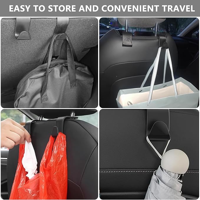 8-Pack Car Seat Back Storage Hook | Auto Seat Hook Hangers Storage Organizer Interior Accessories for Purse Coats Umbrellas Grocery Bags Handbag