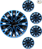 Hubcap Wheel Cover Replacement R15 Hub Caps Universal-Fit Steel Wheel Rim Cover ABS Material Exterior Accessories for Car Truck SUV -Set of 4（15-inch，Blue-Black）