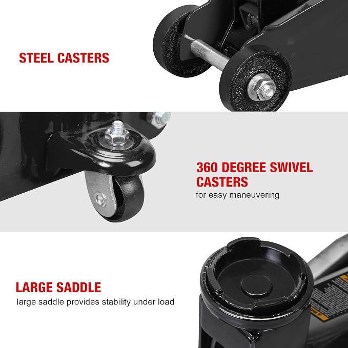 1.5 Ton Hydraulic Trolly Service/Floor Jack with Blow Mold Carrying Storage Case, Portable Car Floor Jack with Lifting Range 5.6 Inch -13 Inch, Black