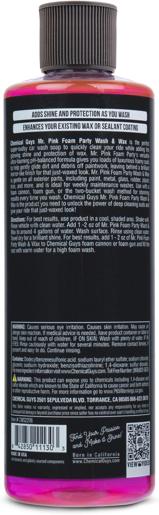 CWS22116 Mr. Pink Foam Party Wash & Wax (Works with Foam Cannons or Bucket Washes) Safe for Cars, Trucks, SUVS, Motorcycles, RVs & More, (16 fl oz) Tangerine Scent