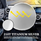 Steering Wheel Cover Sun Shade for Car,210T Titanium Silver Car Wheel Cover for Blocking Sunlight & Protecting Steering Wheels,Plus Size Steeringwheel Covers for 16.54" Diameter (Titanium Silver)