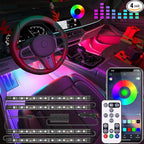 Car Interior LED Strip Lights with Smart App & Remote Control, Music Sync Under Dash Footwell Ambient Lighting Kit, 12V Cigarette Lighter Powered Internal Decor Lights for Cars, Trucks, SUVs