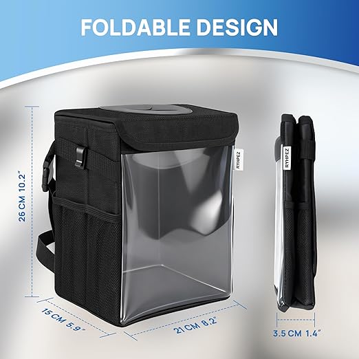 Car Trash Can with Clear Window, Multipurpose Car Organizer Storage for Baby Travel Essentials, Leakproof Car Garbage Bin with Removable Liner for Backseat Console (2.1Gallon/8L)