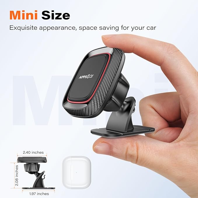 Magnetic Phone Holder for Car, Dashboard Magnetic Car Mount, 360° Rotation Magnet Phone Mount with Strong VHB Adhesive, for All Cell Phones