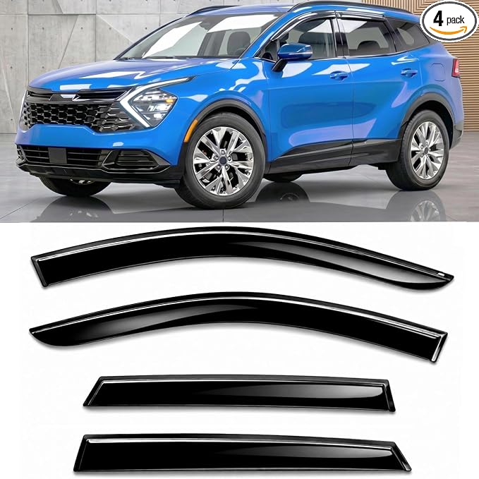 2023-2026 Tape-on Rain Guards for Kia Sportage Side Window Deflector Visors LX EX SX Prestige X-Pro X-Line Durable Tinted Vent Shade 2024 2025