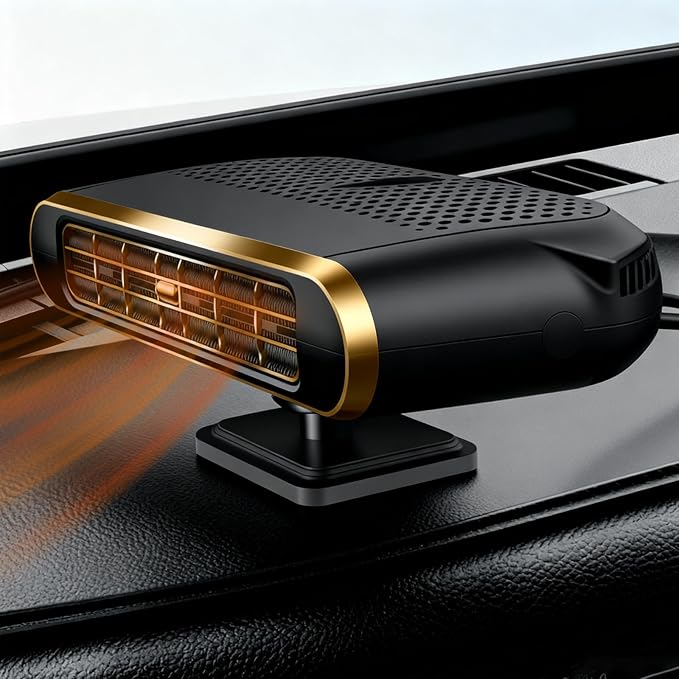 Car Heater,12V Portable Heating & Cooling Fast Heating Defrost Defogger for Car Windshield, Plugs into Cigarette Lighter,Car Defroster Windshield WIth Rotation Stand Holder