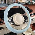 Nappa Leather Steering Wheel Cover, Advanced Microfiber Leather Non-Slip Breathable Fabric, Warm in Winter and Cool in Summer, Blue Large 15.5 inch to 16 inch