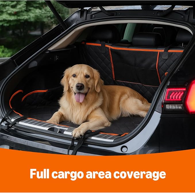 Dog Car Seat Cover for Back Seat, Scratch-Resistant Nonslip Hammock with Side Flaps and Seatbelt Openings for Cars, SUVs, and Trucks, Black