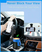 Cup Phone Holder for Car [2 in 1 Upgraded] Universal Car Cup Holder Phone Mount Long Adjustable & Rotatable Arm, Sturdy No-Shake Design, Fit with iPhone 4-7 inches Smartphones & Big Bottle