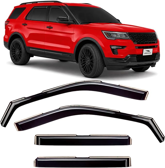 Voron Glass in-Channel Extra Durable Rain Guards for Ford Explorer 2011-2019, Window Deflectors, Vent Window Visors, 4 Pieces - 220116