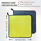 Car Detailing Microfiber Towels - 600 GSM Thick Plush Auto Towels | Super Soft Dual-Sided for Cleaning, Washing, Buffing | Tagless, Scratch-Free, Lint Free Cloth (16"x16") (3)