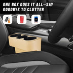 Car Seat Gap Filler Organizer, PU Leather Auto Front Seat Organizer Console Side Filler w/Cup Holder, Multifunctional Bottle Phone Holder Crevice Fillers for Most Car (Beige)