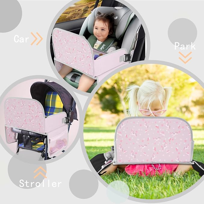 Kids Travel Tray for Toddler Car Seat, Toddler Gift for Girl Activities with Dry Erase Board & iPad Holder Stand,Road Trip Essentials Accessories Lap Tray for Girl as Birthday Gift,LightPurple