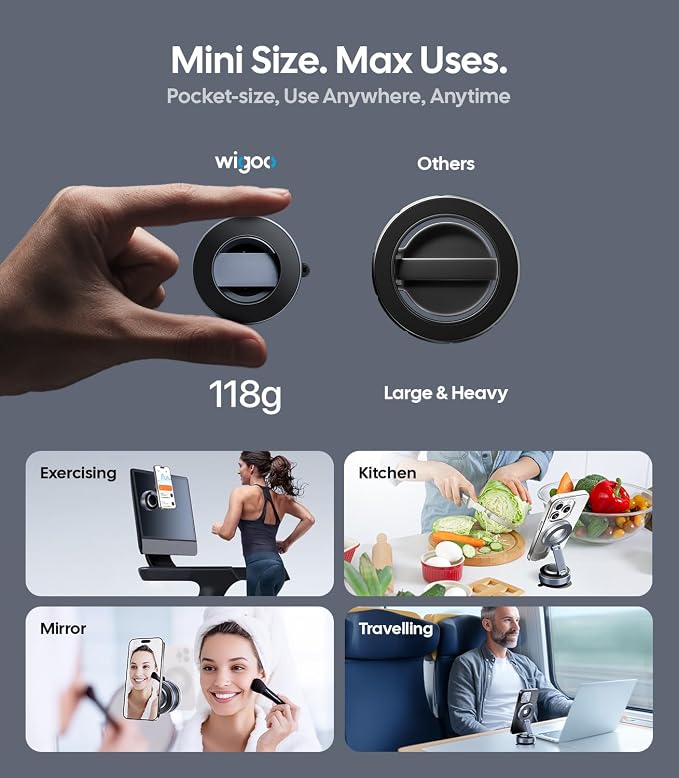 Vacuum Magnetic Phone Holder for Car for Magsafe [80LBS Suction & 3000gf Magnetic] 360° Adjustable Car Phone Mount, for iPhone 17 Pro Max 16 15 14 13 12 Air Plus, Black