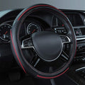 Colour Piping Leather Steering Wheel Cover,Perfectly fit for 14.5-15 inches for Various Vehicles SUVs,Vans,Sedans,Cars (Black & Red)