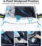 Windshield Cover for Ice and Snow [3-Second Snow Removal & 7-Layer Full Coverage] 6-Point Snowproof Fixation & Reflective Mirror Covers, Fits Sedans and Compact SUVs M (62'' x 49'')