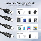 Multi Charging Cable,USB C Splitter Cable,3 in 1 Charging Cord with 3 Type-C Port for iPhone 16 15 Pro Max Galaxy S23 S22 S10 Note 20 Cell Phones Tablets and More,1Pack 5FT