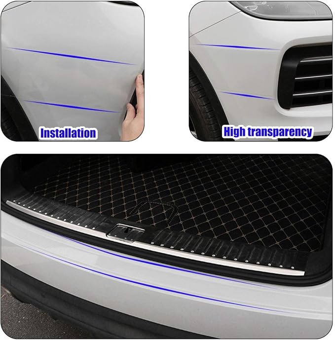 Anti-Scratch Anti-Collision Adhesive Strip Car Door Edge Guard Protector Strip Car Door Scuff Plate Protectors Transparent Invisible Tape for Rear Bumper/Door(66Ft x 0.8In)