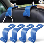 Car Seat Headrest Hook, Car Headrest Hidden Hook, 4 Pack Universal Auto Car Back Seat Hook Organizer for Purse Coat, Car Interior Accessories (Blue)