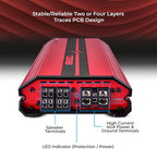 SXE-3000.4D/RD Car Amplifier Stereo Full-Range Class D 4-Channel 200x4 RMS @4 OHM 3000 Watts - Powerful and Compact Amp for Speakers in Car Audio System